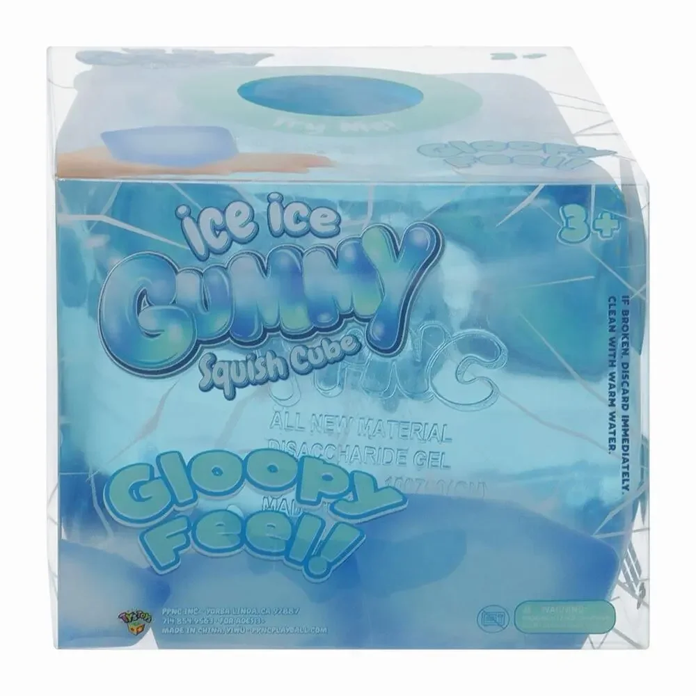 🔥Ice Ice Gummy Squish Cube Blue Sensory Fidget Toy Stretchy Soft Squishy BNWT🔥